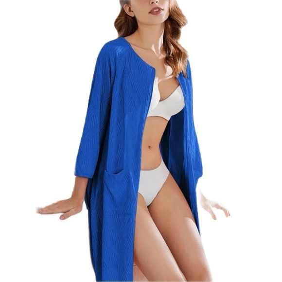 Women's Blue Zip-Front Robe - Size XL - NWT - Picture 4 of 5